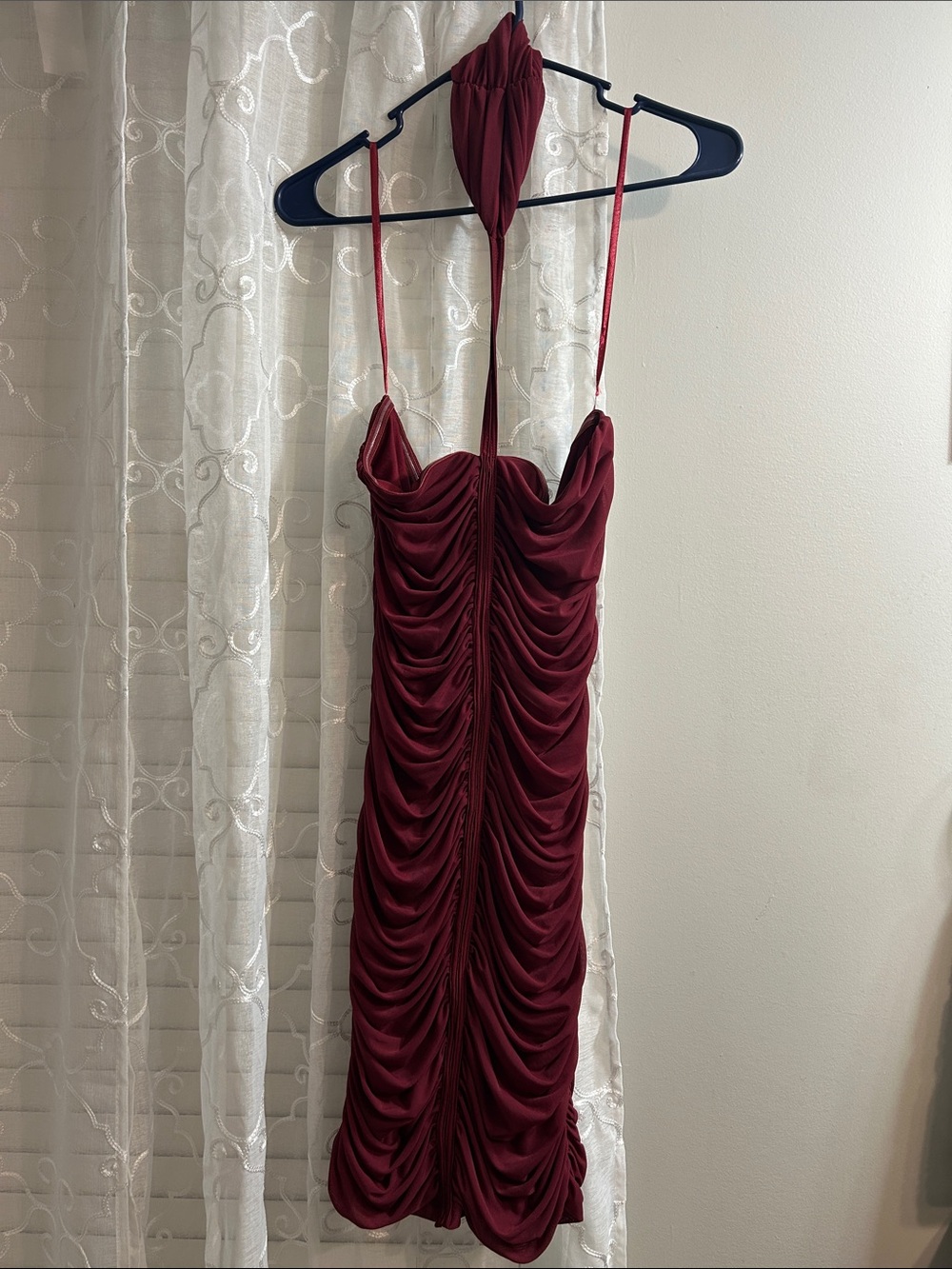VENUS Burgundy Ruched Mini Slip Dress